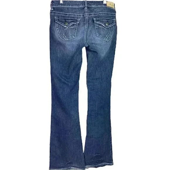 Ariya Women 9/10 Bootcut Jeans Blue Stretch Low Rise Western Button Flap Pockets - Picture 8 of 10